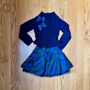 EUC Sz 5 Janie and Jack Blue tartan / Plaid sweater and skirt set